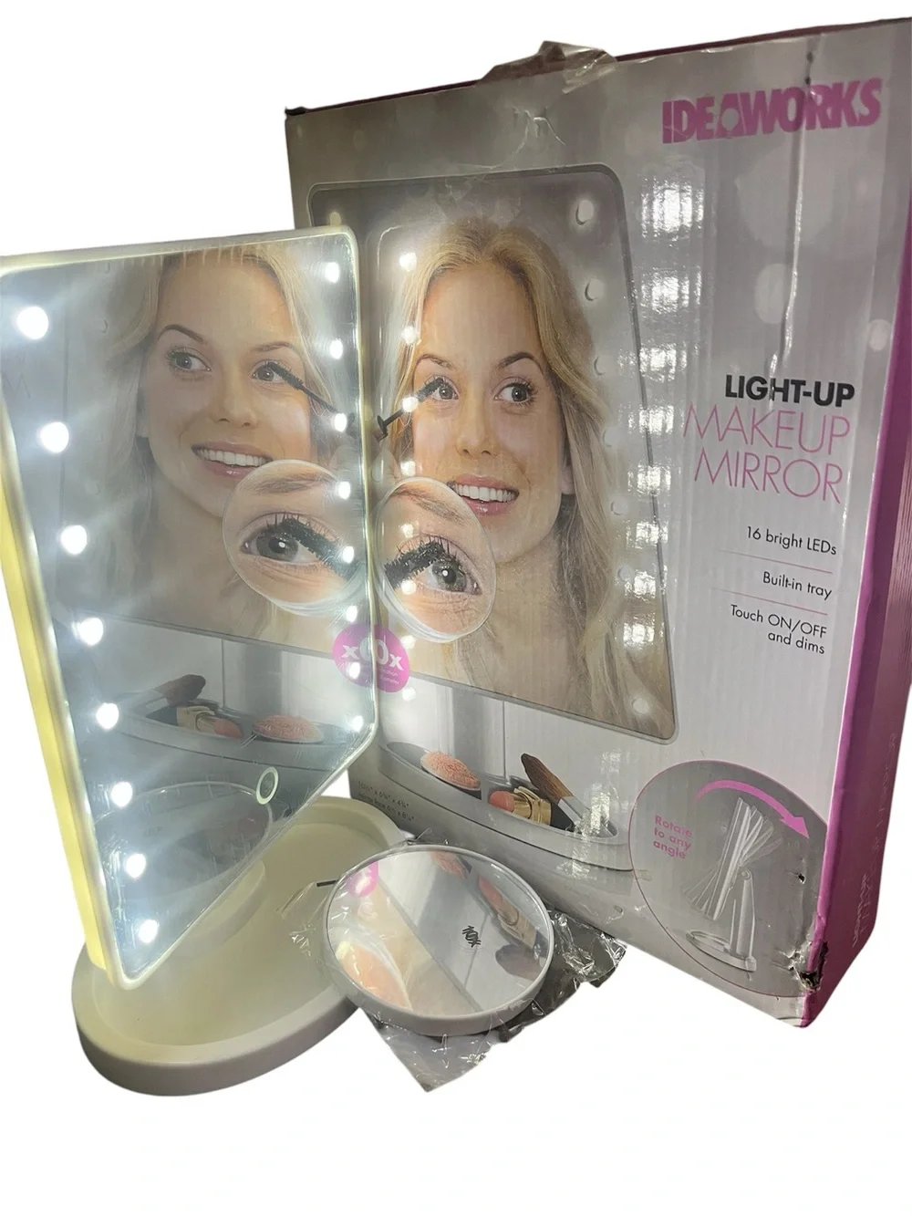 Light-Up Makeup Mirror in White with LED Lights